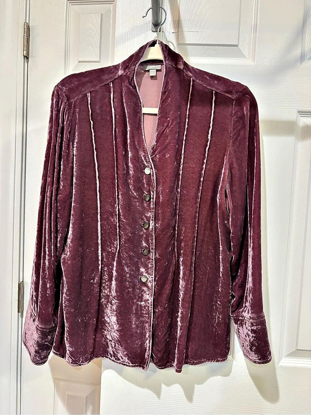 J Jill Velvet Button-Front Blazer in Purple Size Petite Large